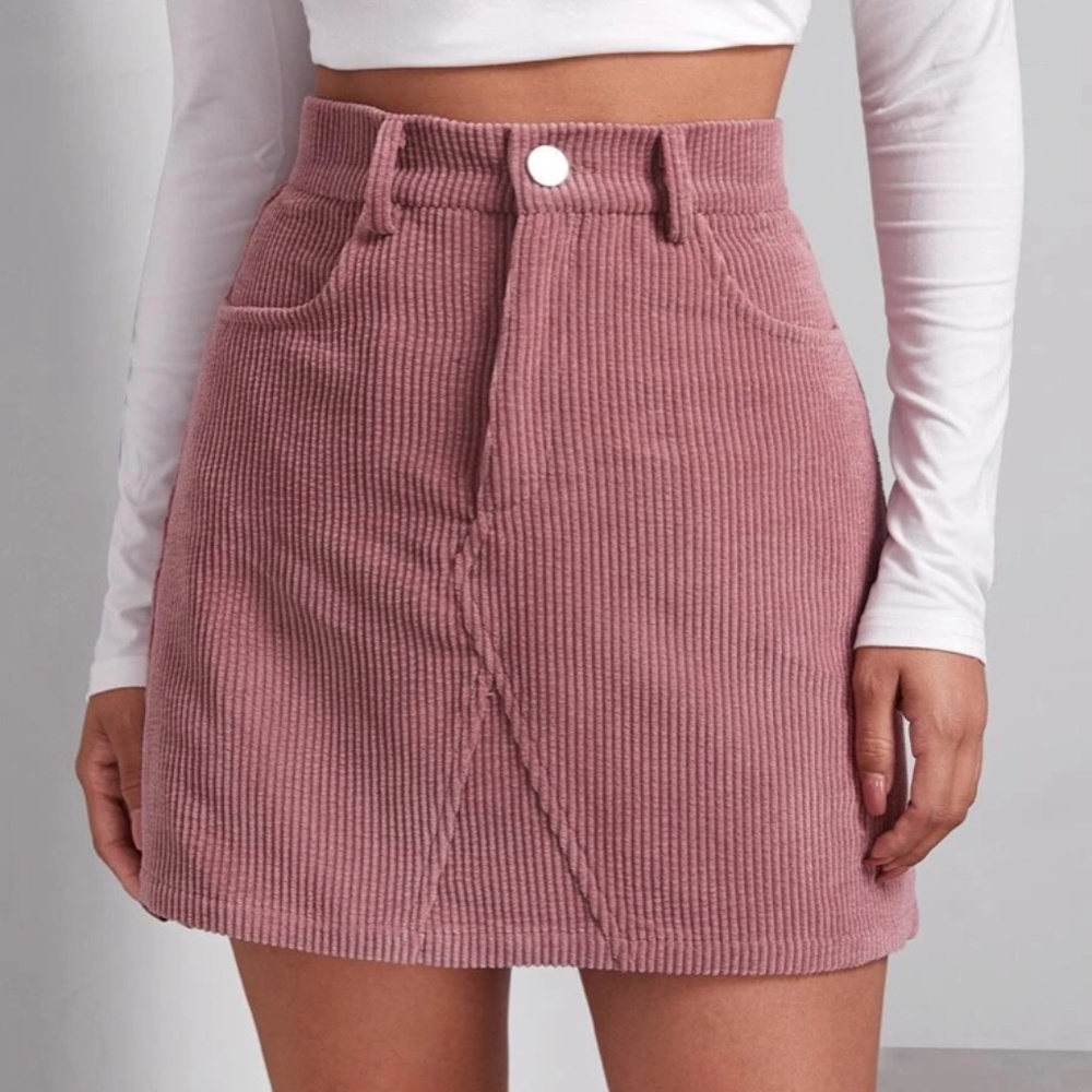 Pink Corduroy Skirt